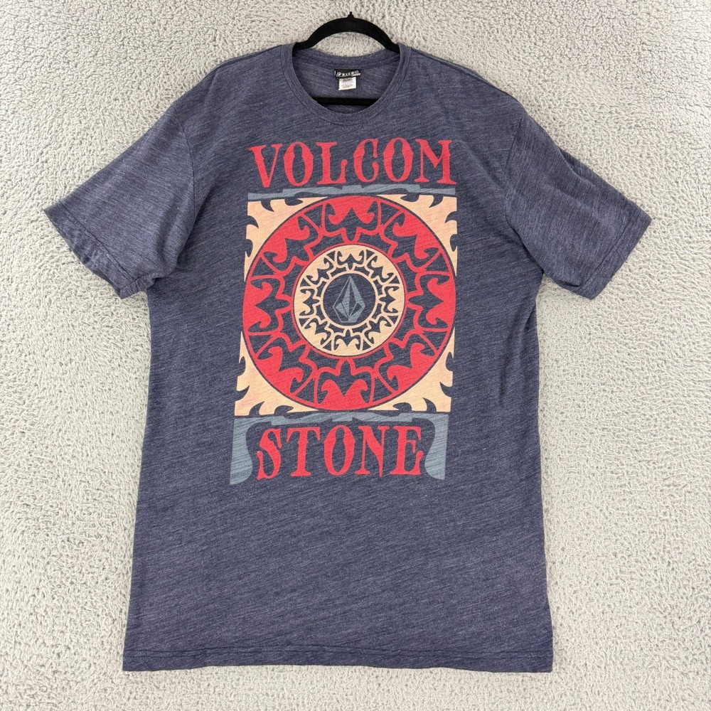 Volcom T Shirt Mens XXL Blue Heathered Stone Logo Graphic Short Sleeve Skate Tee